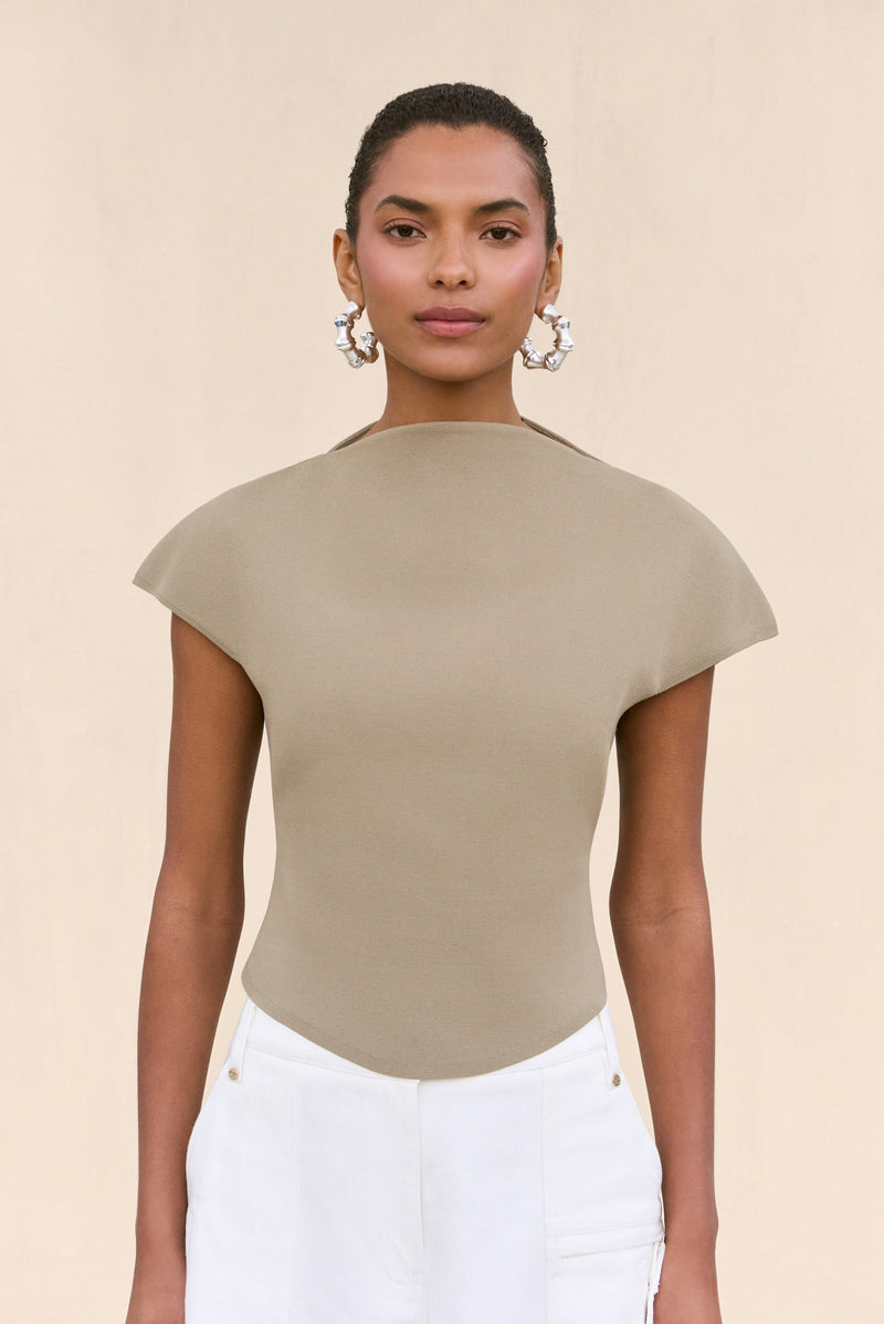VIRGINIANA KNIT TOP - NUTMEG