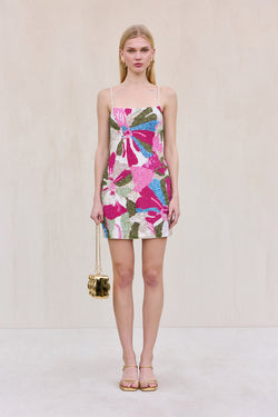 BEBE DRESS - FLORAL ROSETTE