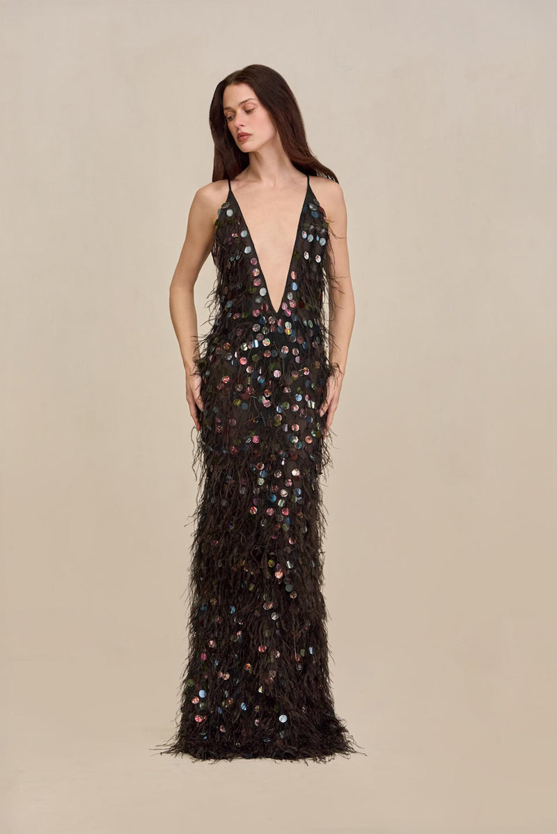 ALMIRA GOWN - BLACK MULTI