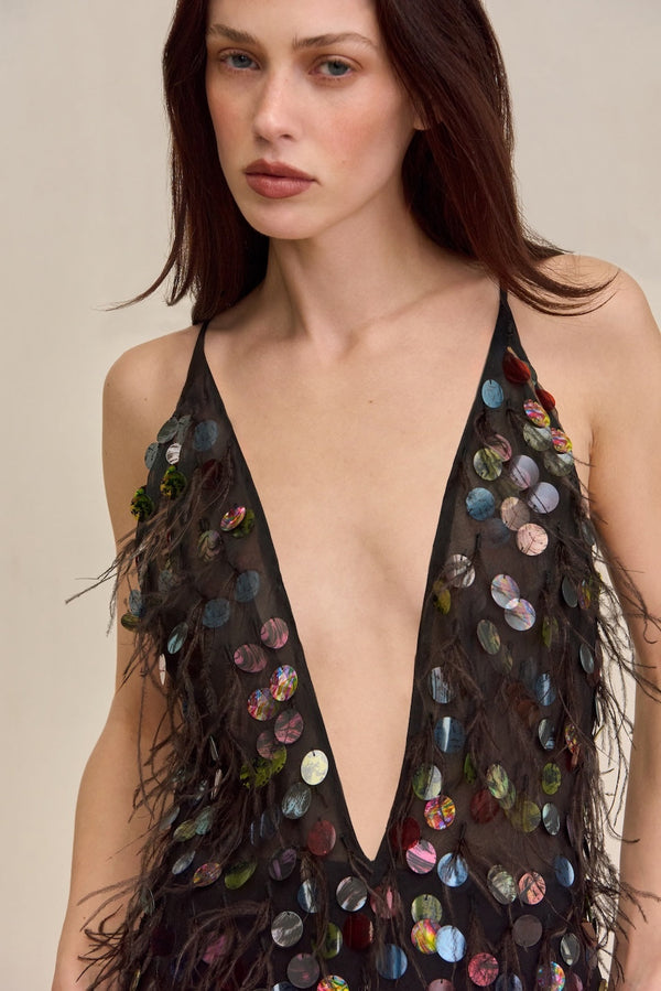 ALMIRA GOWN - BLACK MULTI
