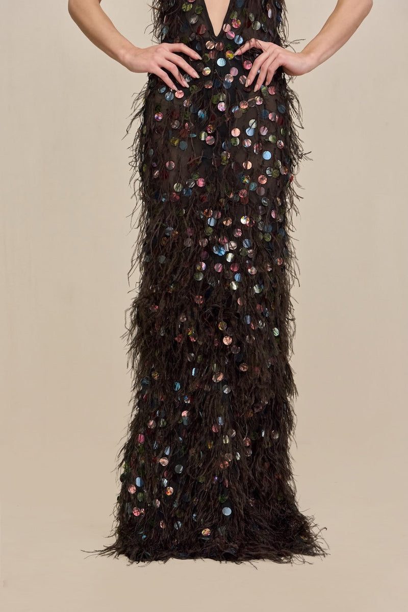 ALMIRA GOWN - BLACK MULTI