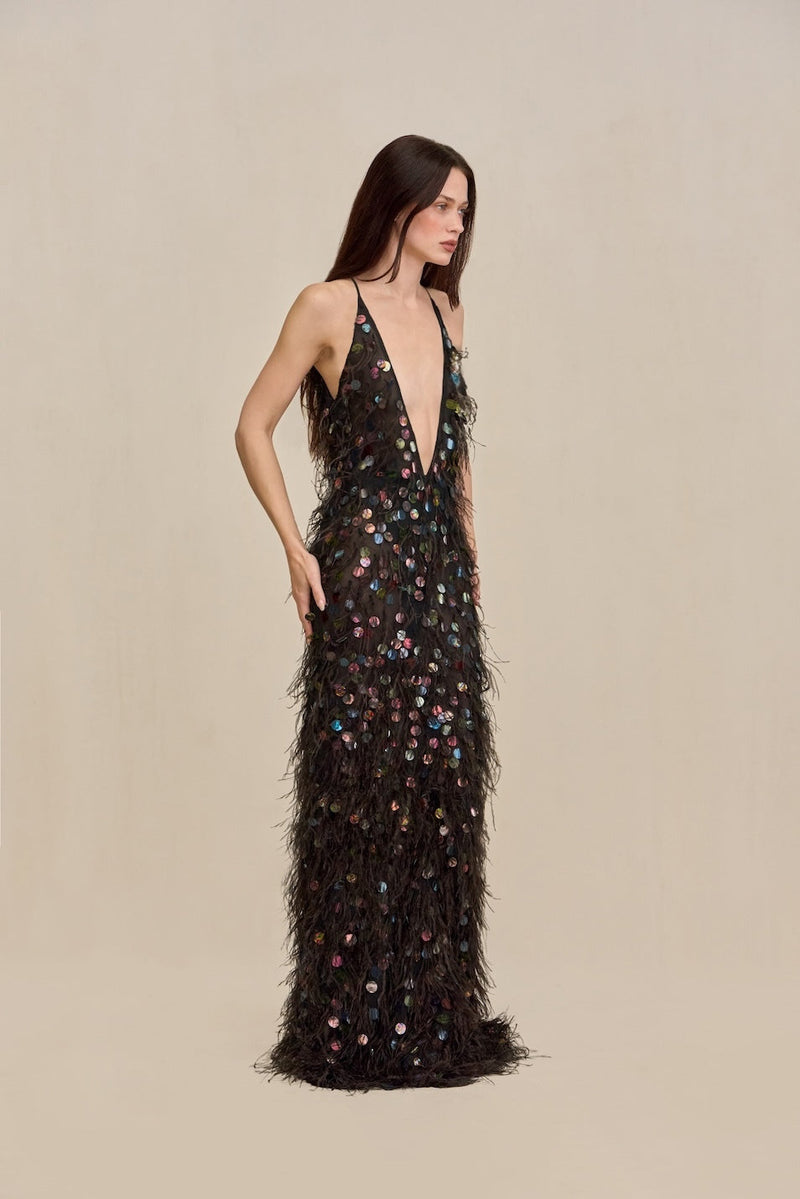 ALMIRA GOWN - BLACK MULTI