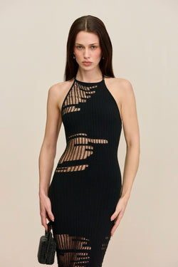 NODIN KNIT COVERUP DRESS - BLACK