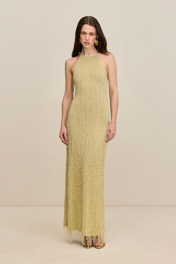 ZION KNIT GOWN - LIGHT GOLD