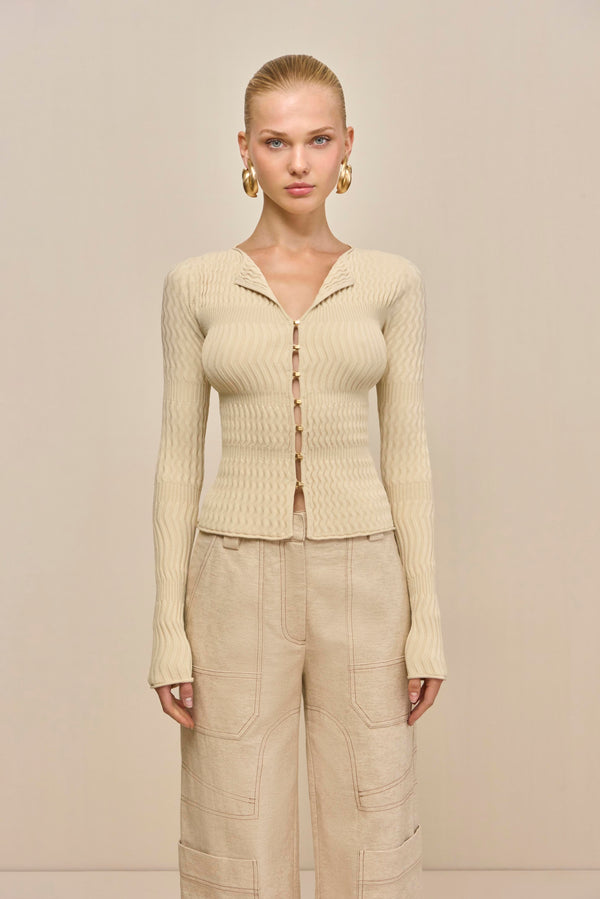 IRENA KNIT CARDIGAN - BEACH